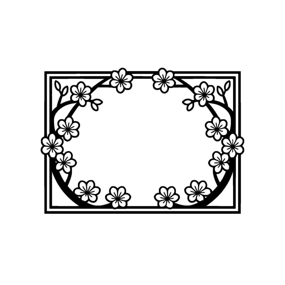 Elegant Floral Frame in Black and White Decorative vector