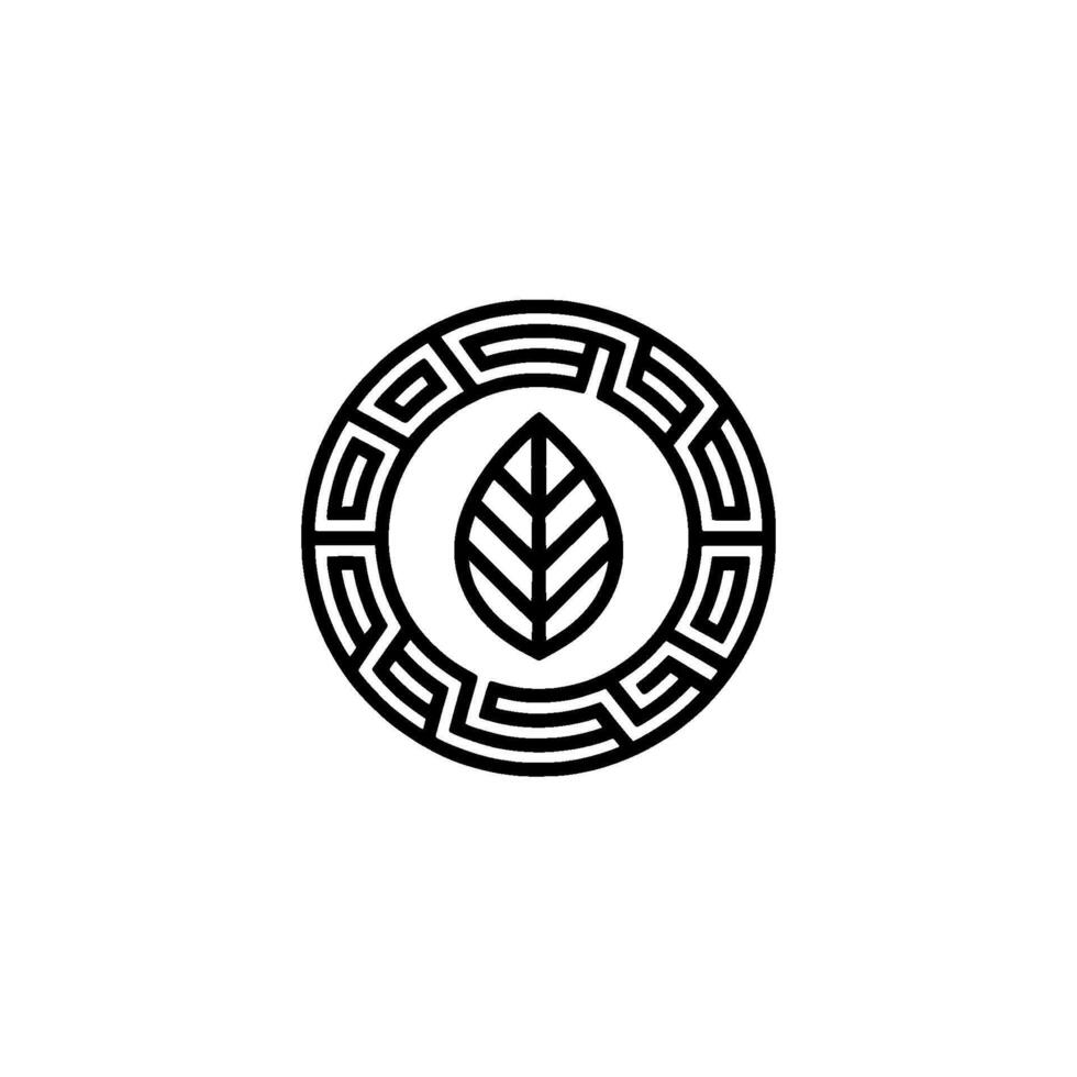 Minimalist Leaf Black and White, Geometric, Circular vector
