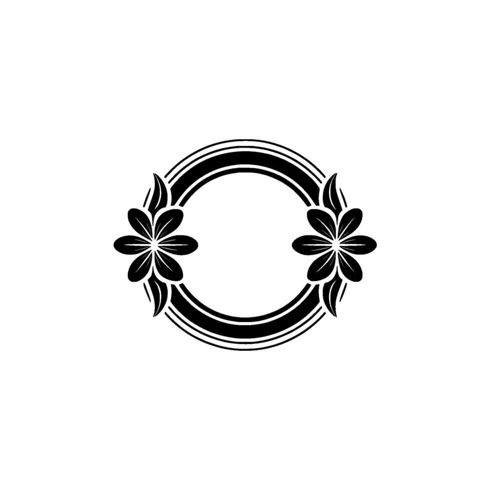 Elegant Floral Circle Frame in Black White vector