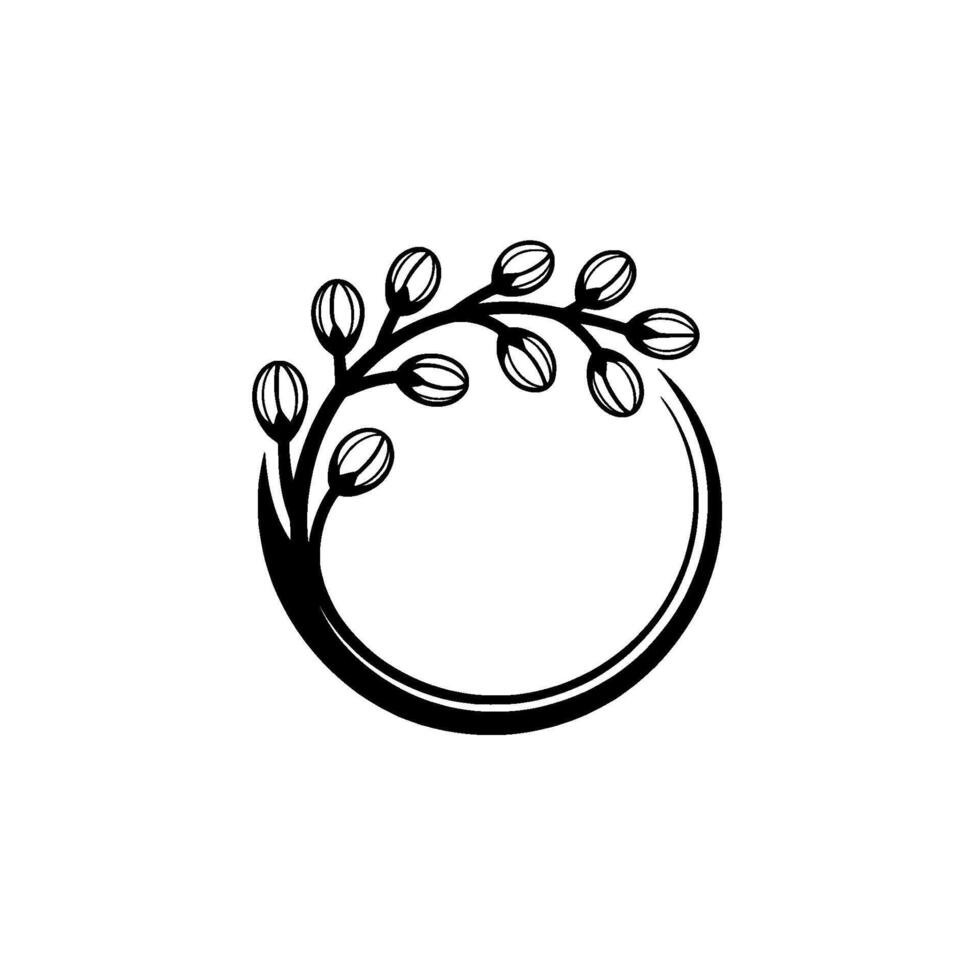 Minimalist Floral Ring , Black on White vector