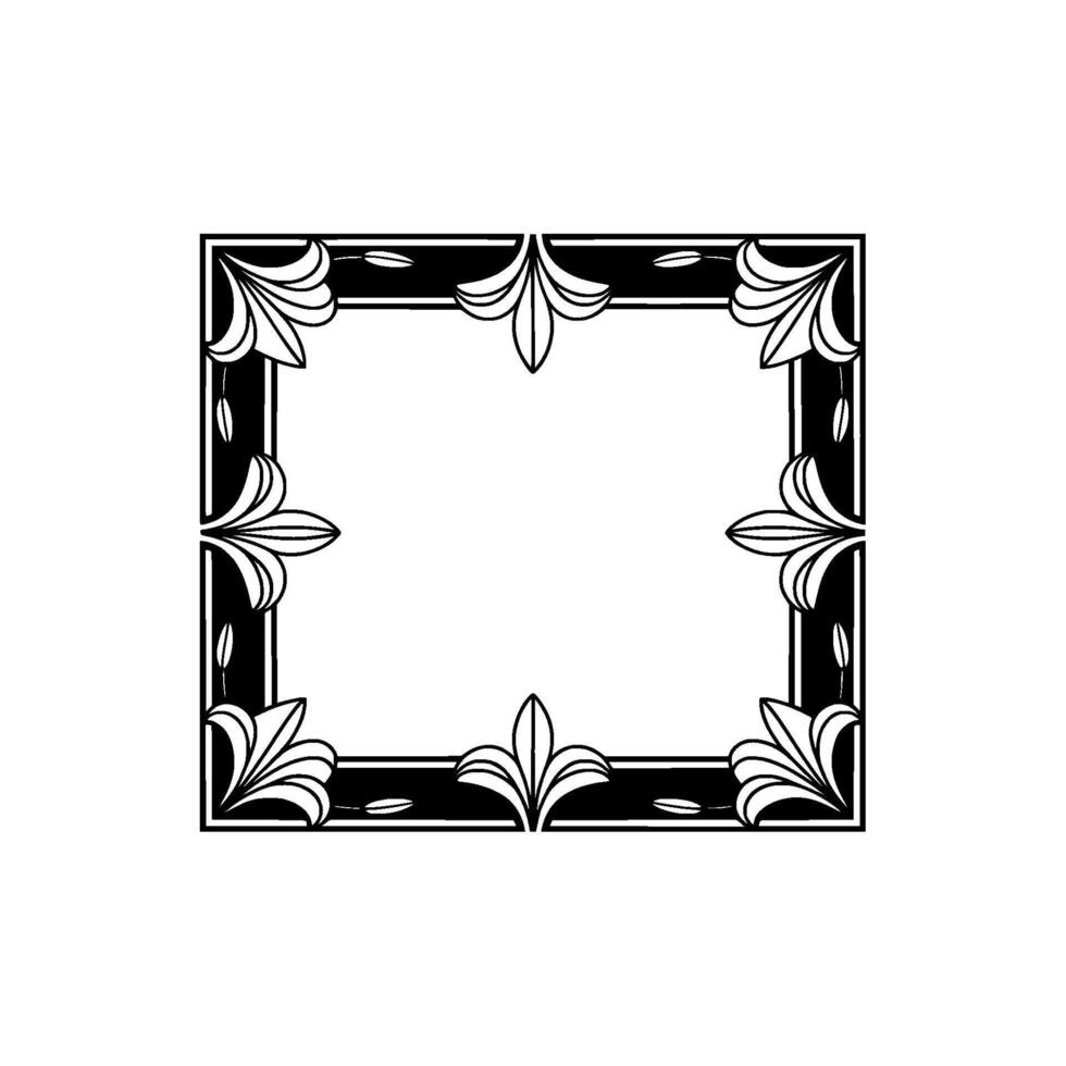 Elegant Black White Floral Frame , Art Deco Style vector