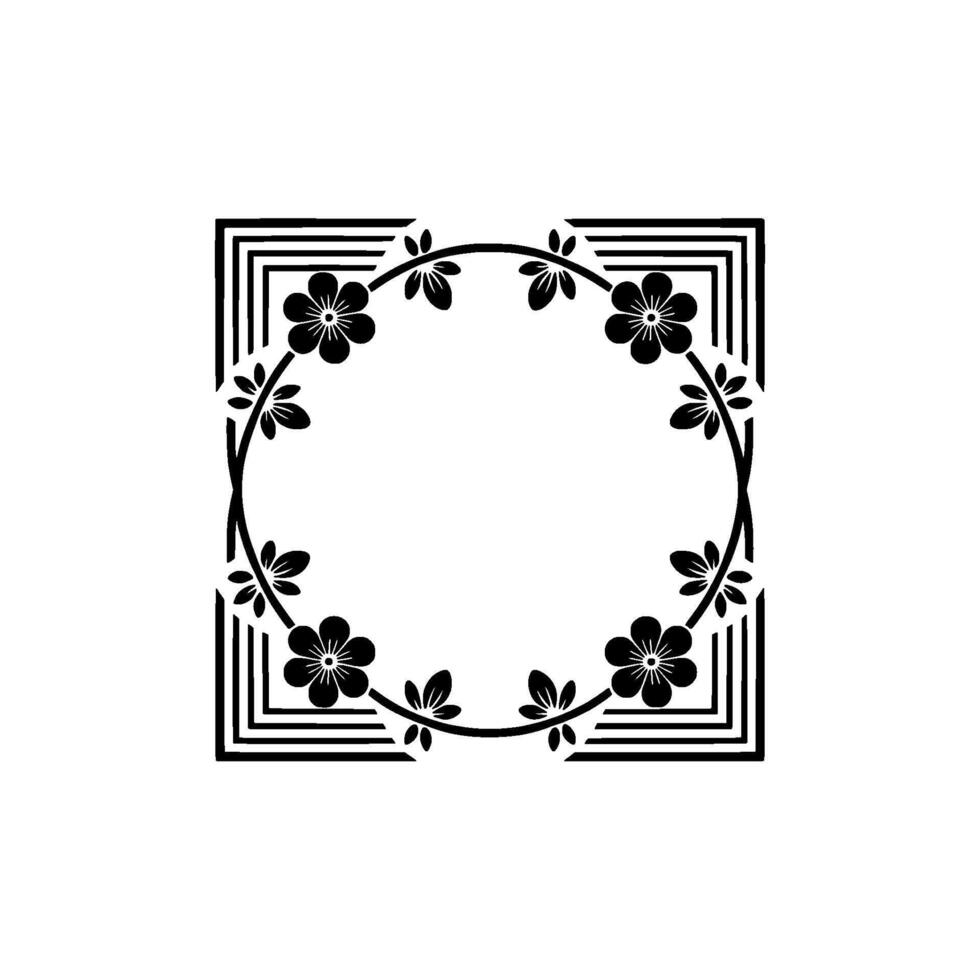 Floral Frame, Geometric , Black and White, Elegant Decorative vector