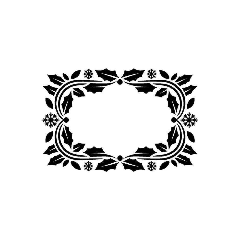 Elegant Christmas Frame with Holly Snowflakes Illustration vector