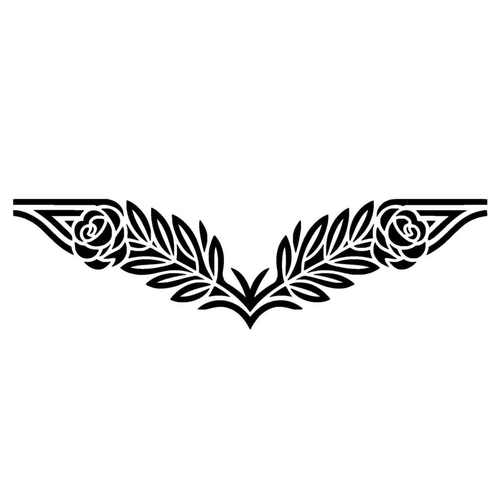 Black Floral Border Element on White Background Minimalist vector