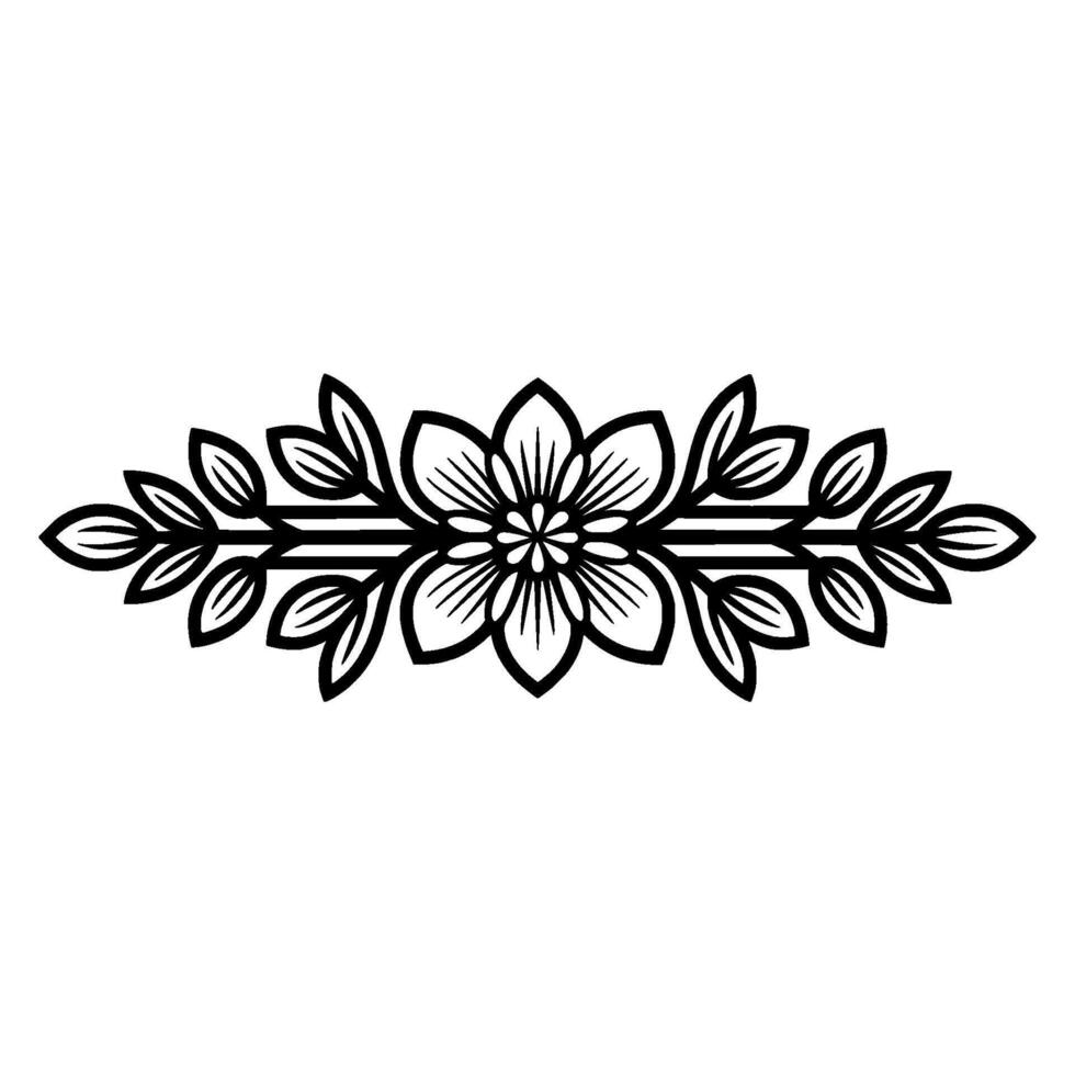 Elegant Floral and Leaf Ornament in Black and White vector