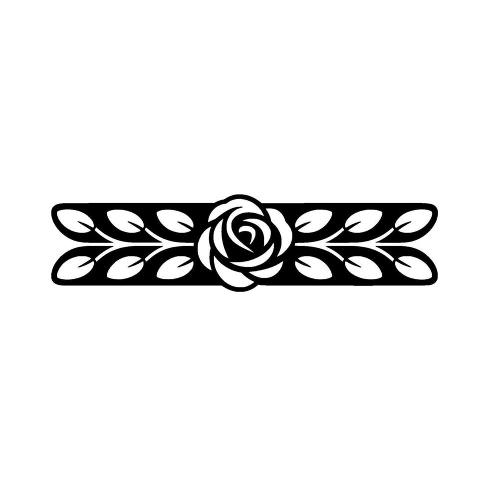 Elegant Black Rose and Leaf Border, Minimalist vector