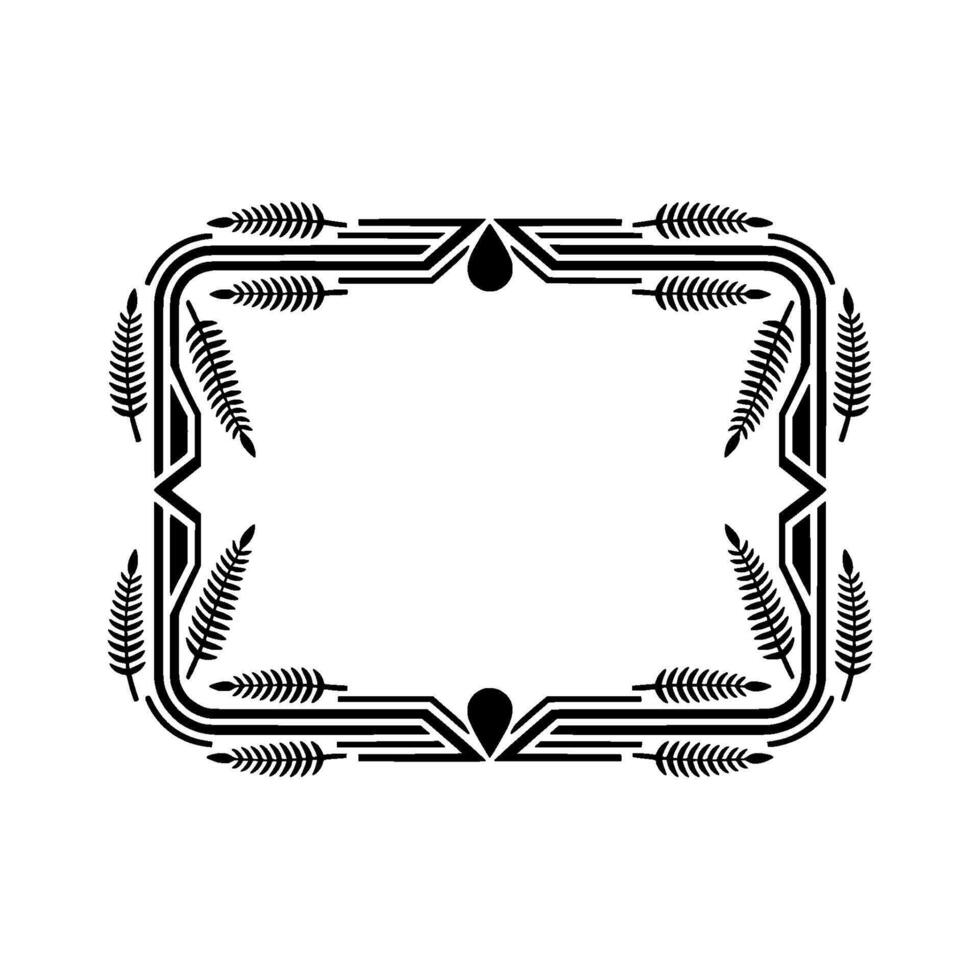 Geometric Floral Frame, Minimalist Black White vector