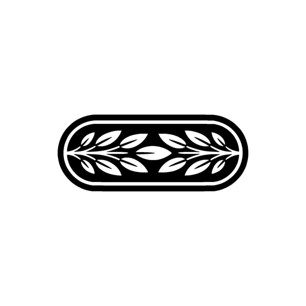 Minimalist Black and White Leafy Oval Border vector