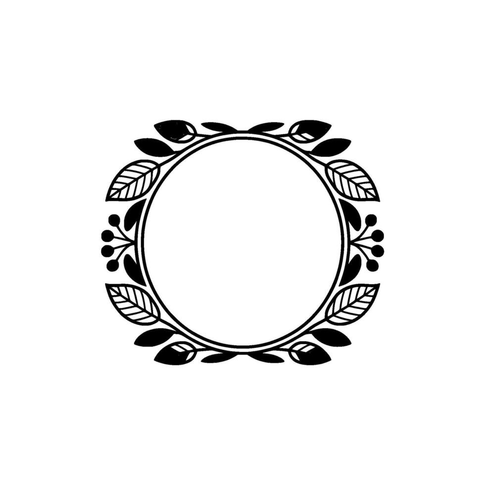 Minimalist Floral Wreath Frame Boho Element on Cream Background vector