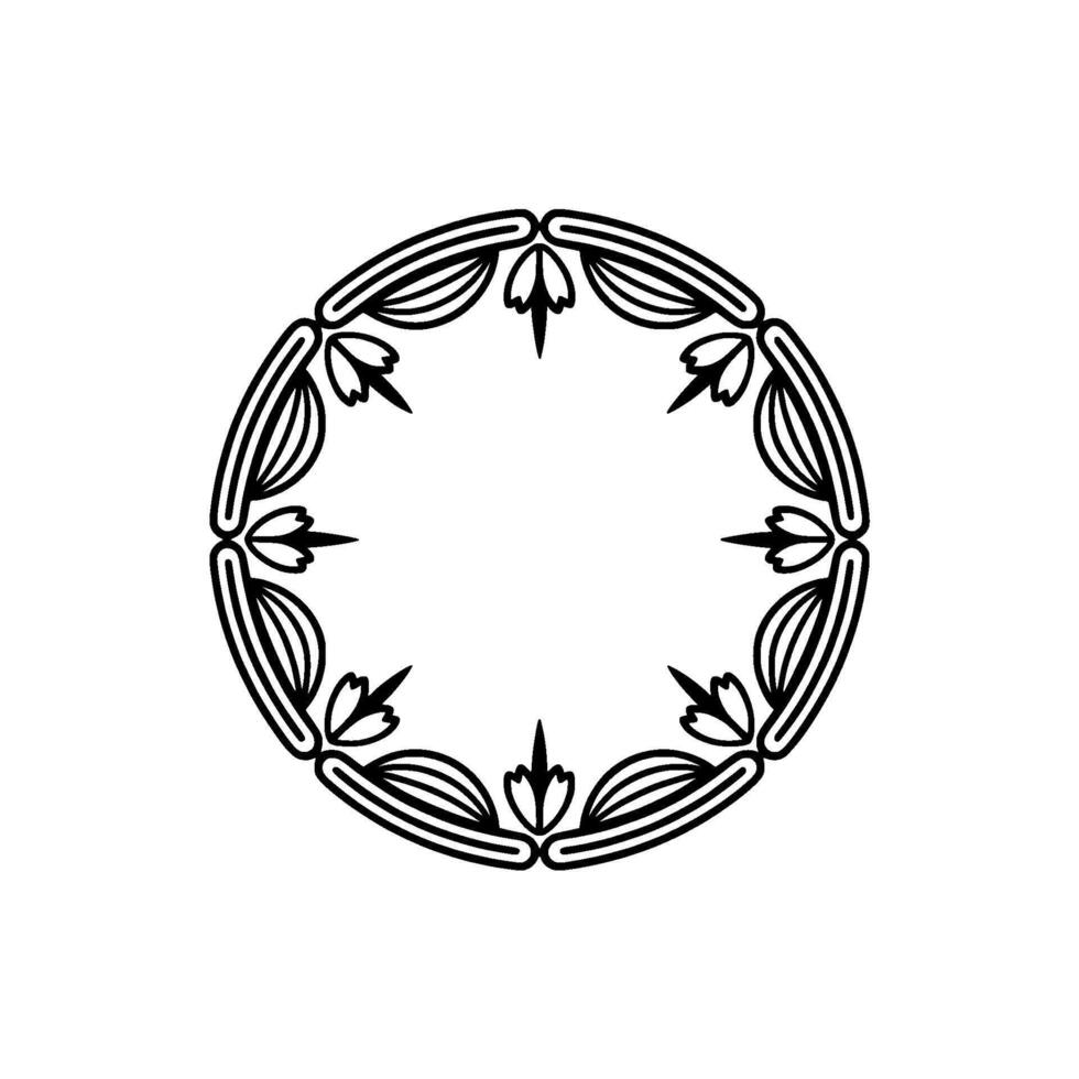 Geometric Floral Border, Minimalist Black White Circle vector