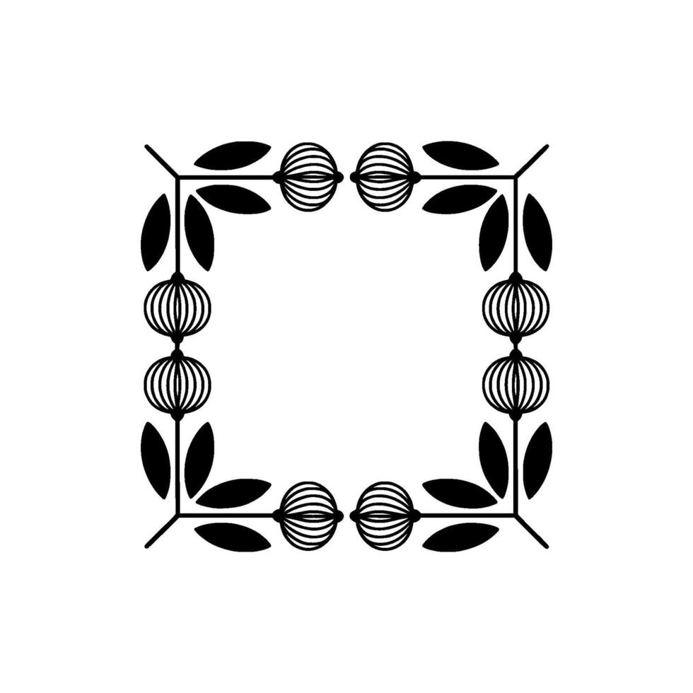 Minimalist Floral Frame with Black and White Elements, Modern vector
