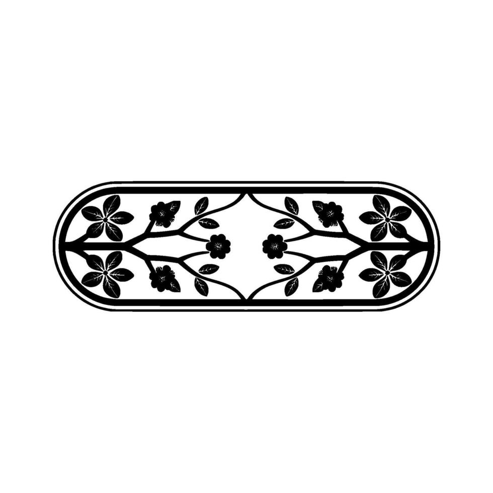 Elegant Floral Frame, Black White Ornament vector