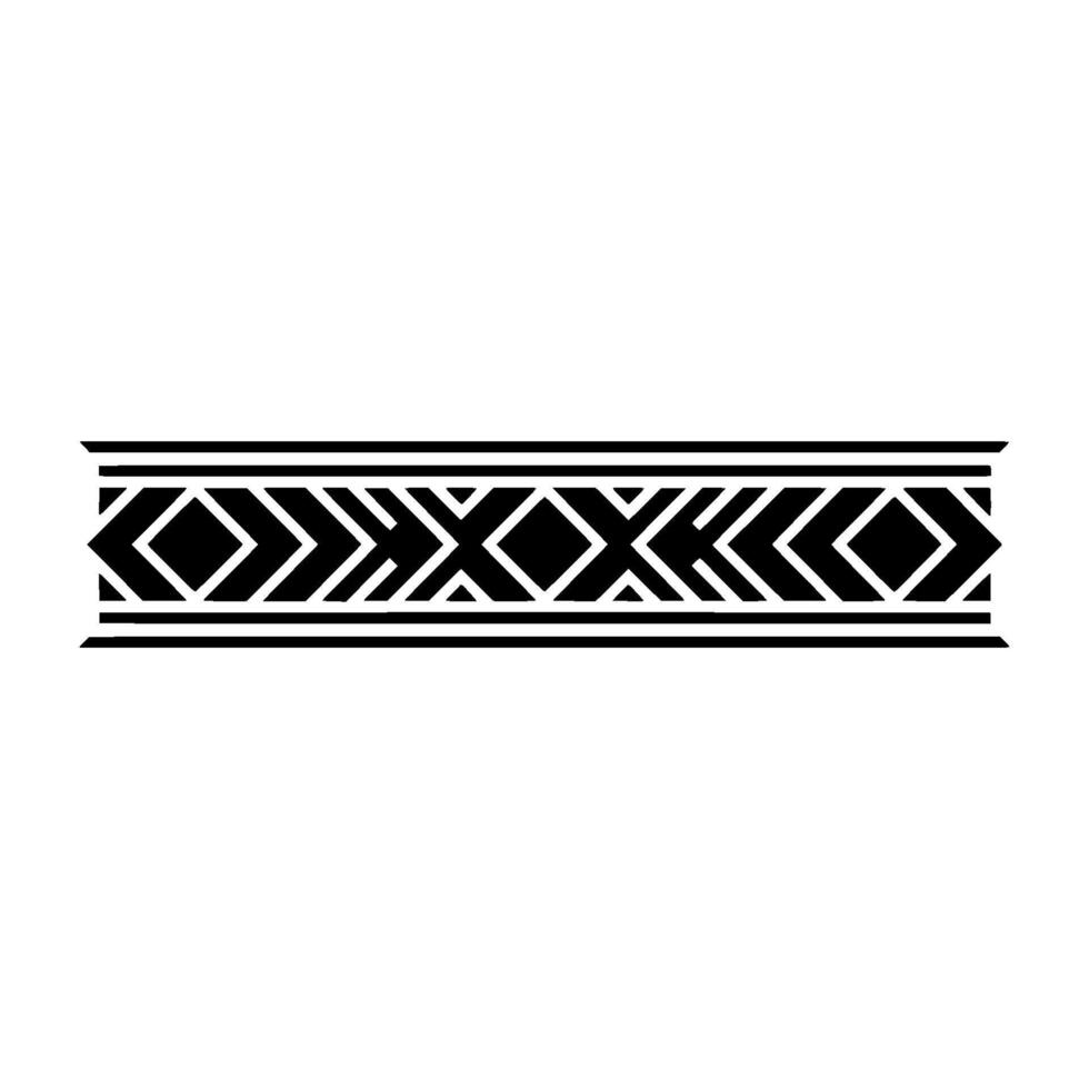 Geometric Tribal Ornament Black White Repeating Border vector