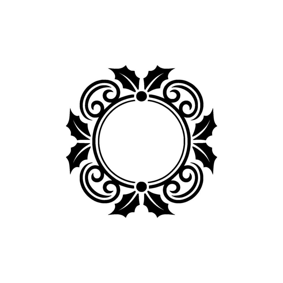 Elegant Christmas Ornament Frame, Black and Red on White vector