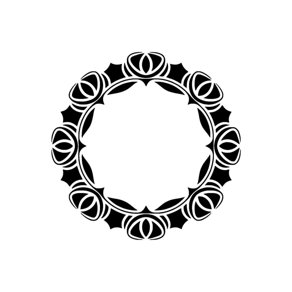 Elegant Black White Ornamental Circular Frame on Light Background vector