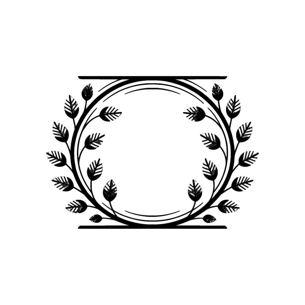 Minimalist Leafy Wreath Frame, Elegant vector