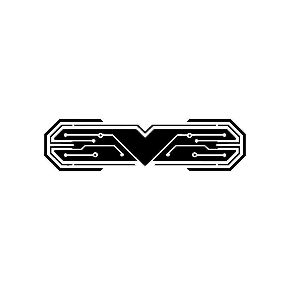 Minimalist Circuit Board Tech, Futuristic, Element vector