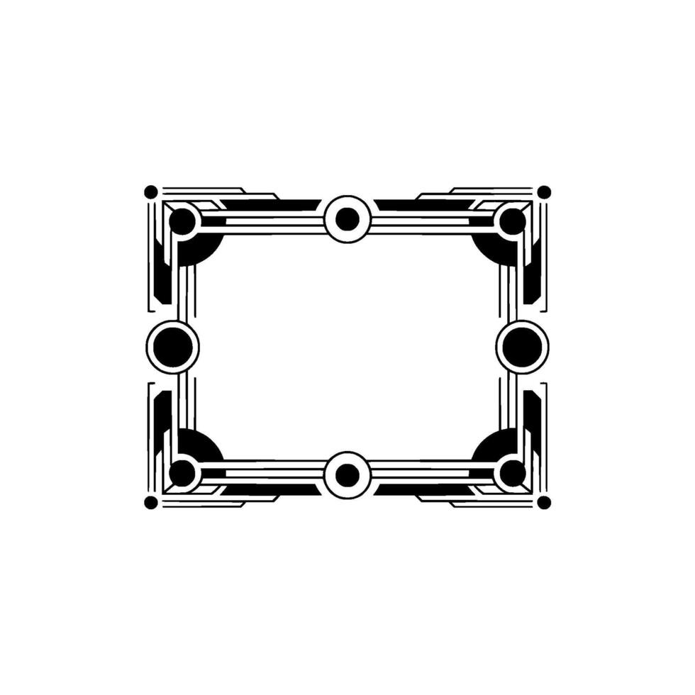 Art Deco Frame Illustration, Black and White, Geometric, Vintage vector