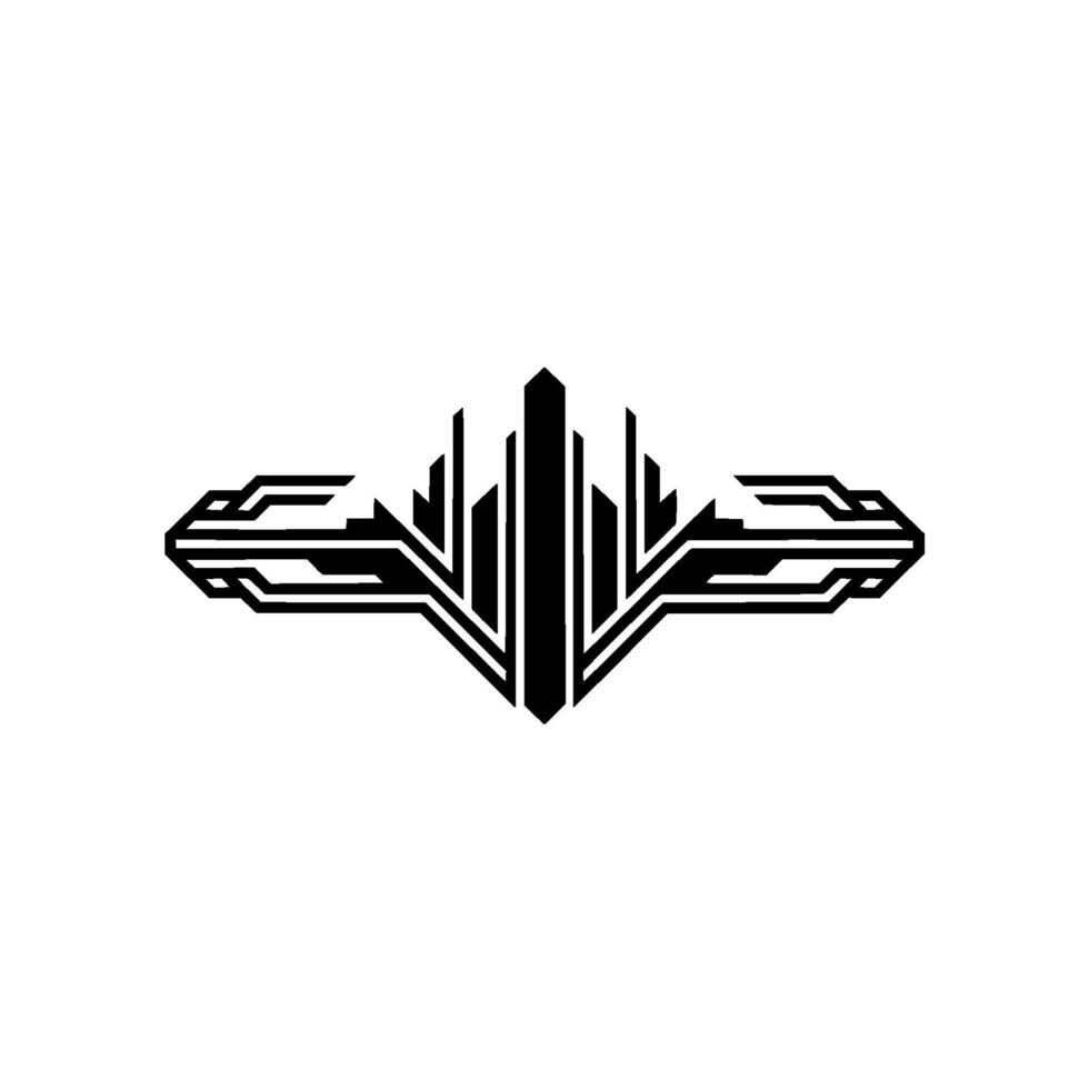 Abstract Cityscape Geometric Black on White vector