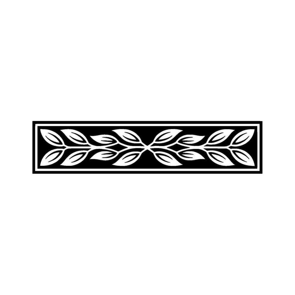 Minimalist Leaf Motif Border , Black and White, Illustration vector