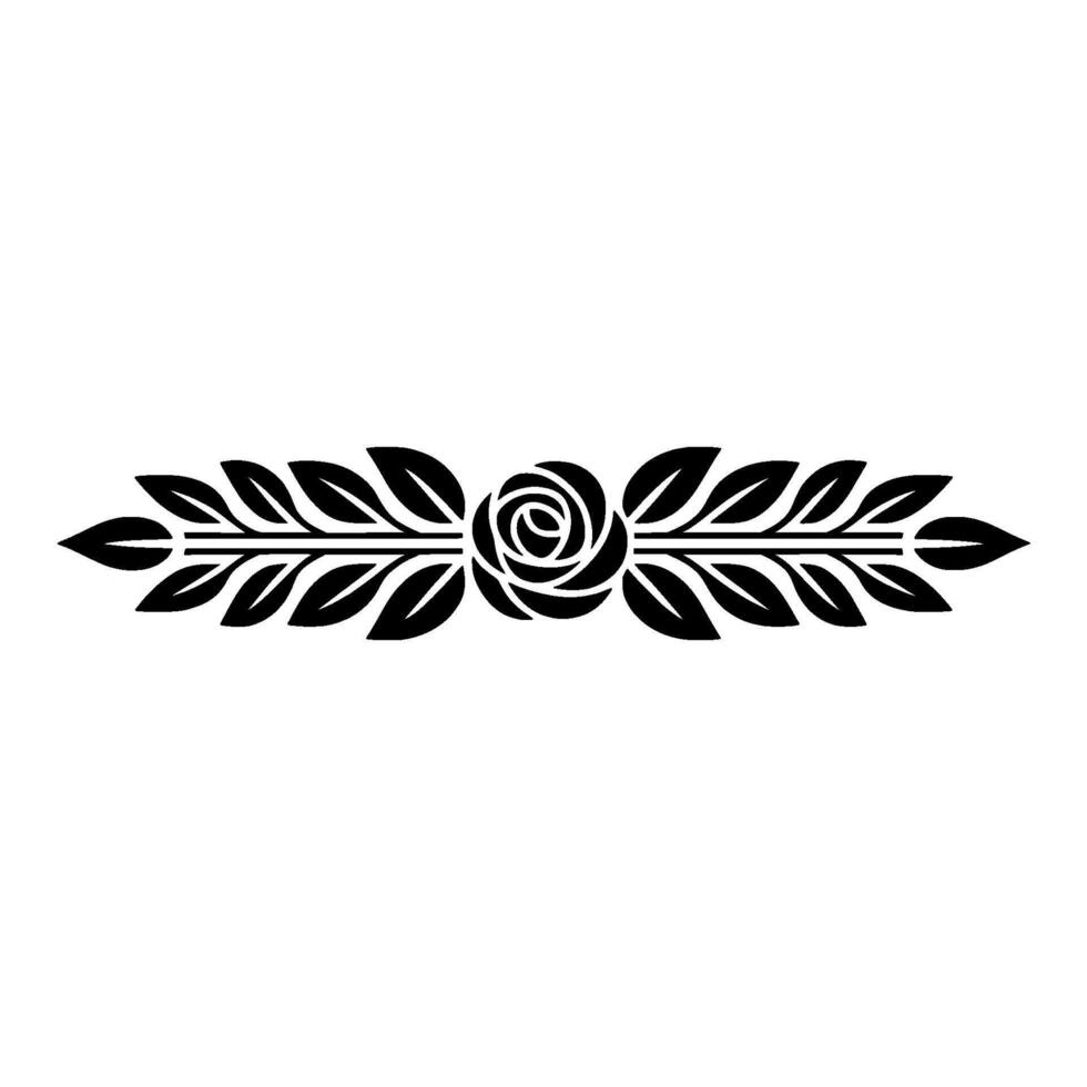 Elegant Rose and Leaf Border, Black and White vector