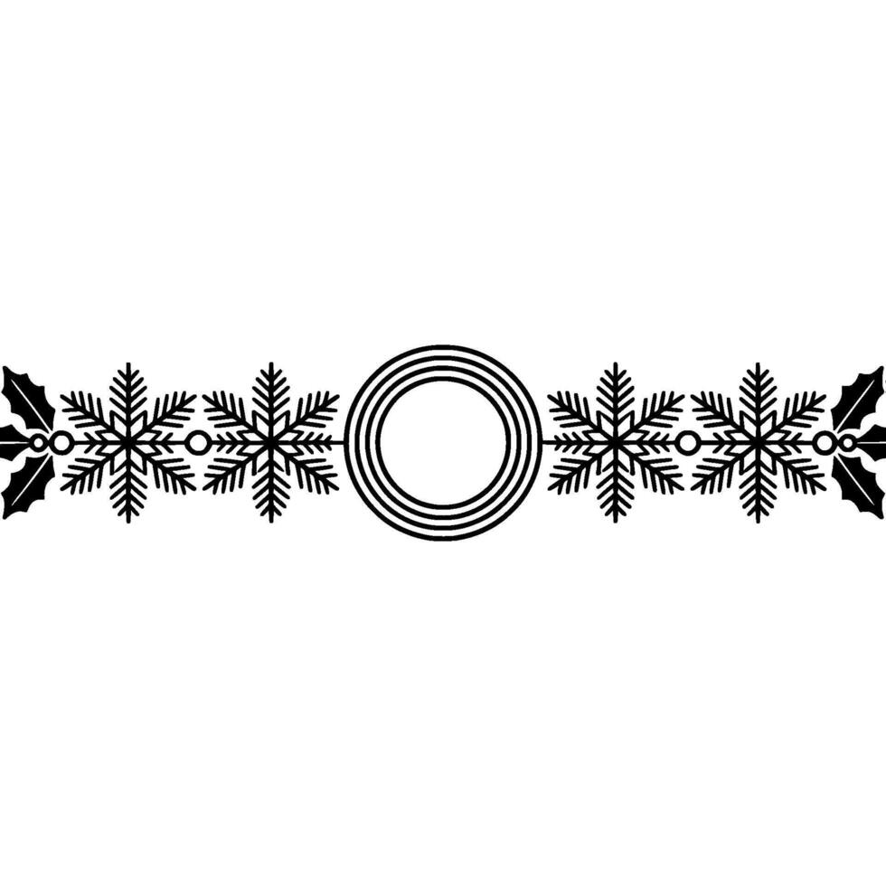 Minimalist Christmas Border, Snowflake and Holly Decoration on White vector