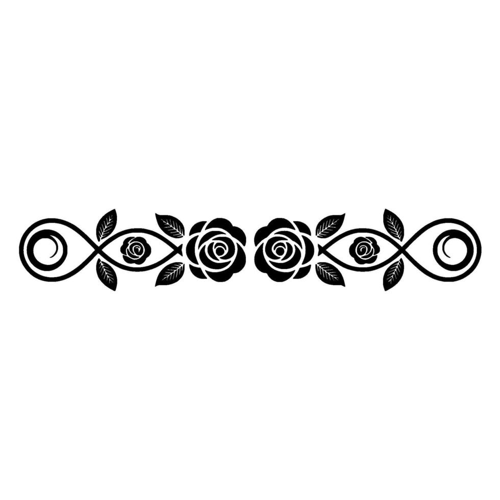 Elegant Rose Floral Border , Black White vector