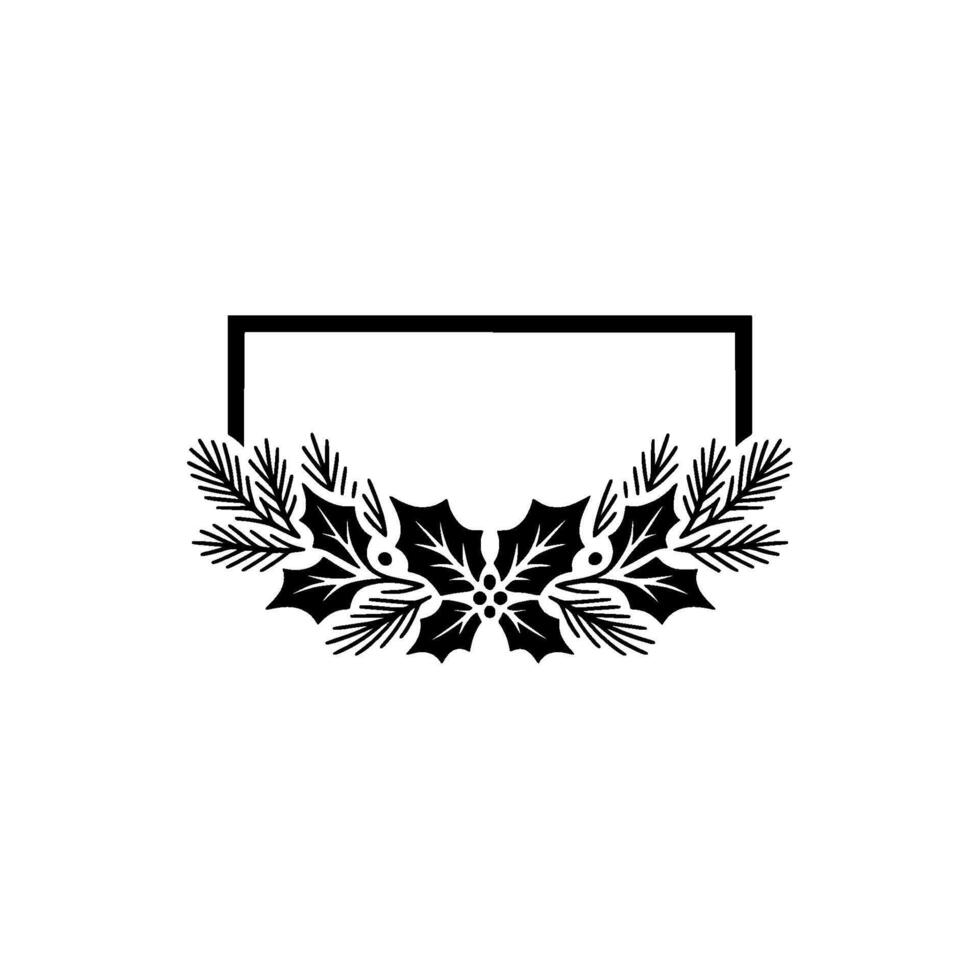 Minimalist Christmas Holly and Pine Frame vector