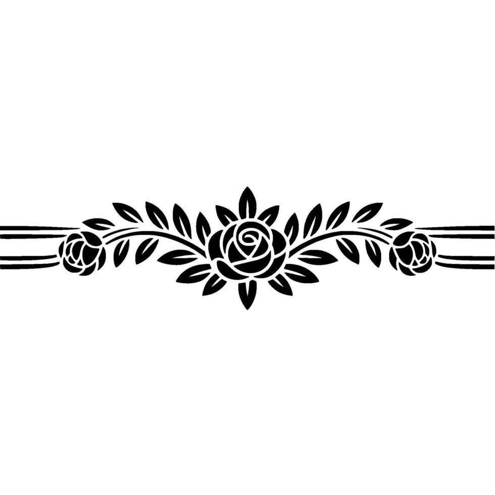 Elegant Black Rose Border Ornament on Light Background vector