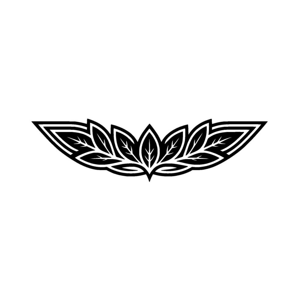 Elegant Black Leaf Ornament on White Decorative Element vector