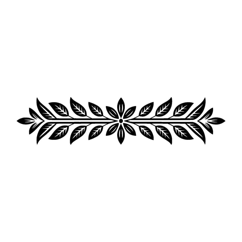 Elegant Black Leaf Border Element on White Background 1 vector