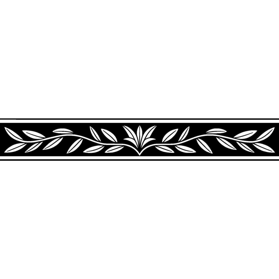 Elegant Black and White Leaf Border , Decorative Vintage Element vector