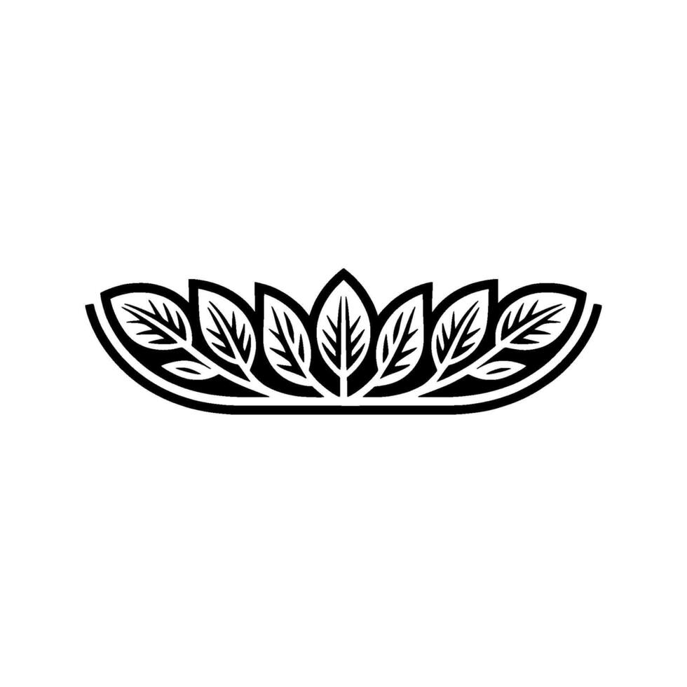 Elegant Botanical Crest Black White Leaf on White vector
