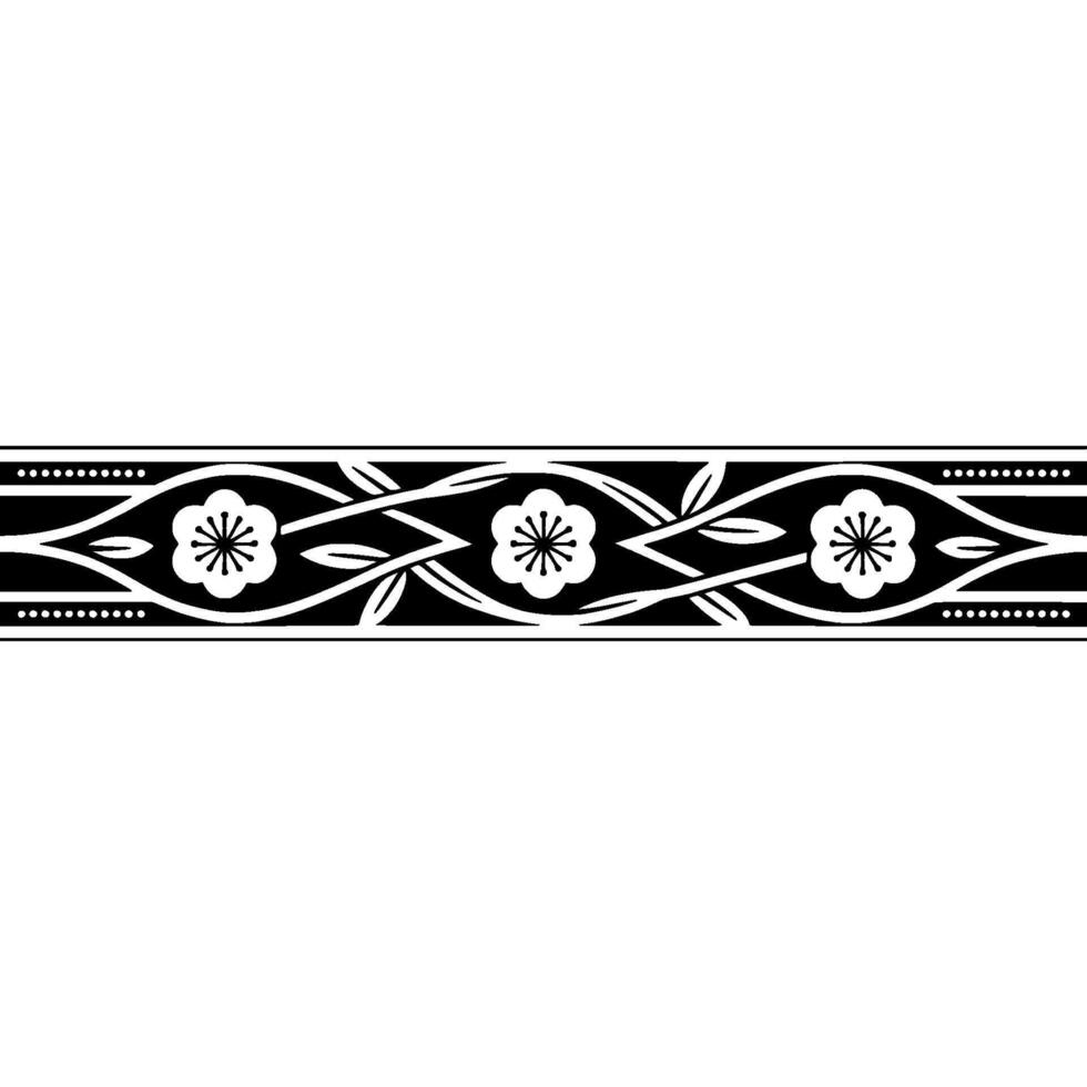 Elegant Floral Border Black and White, Geometric, Decorative vector