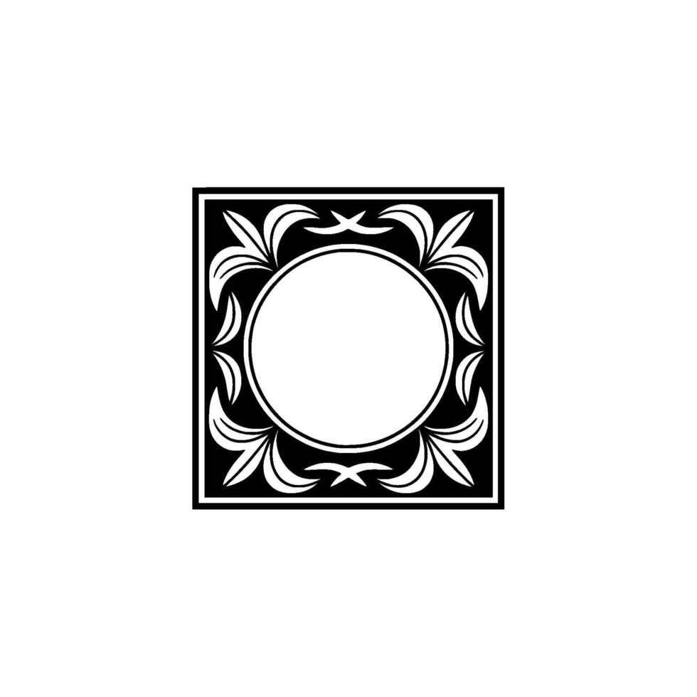 Elegant Black and White Ornament with Blank Circle Frame vector