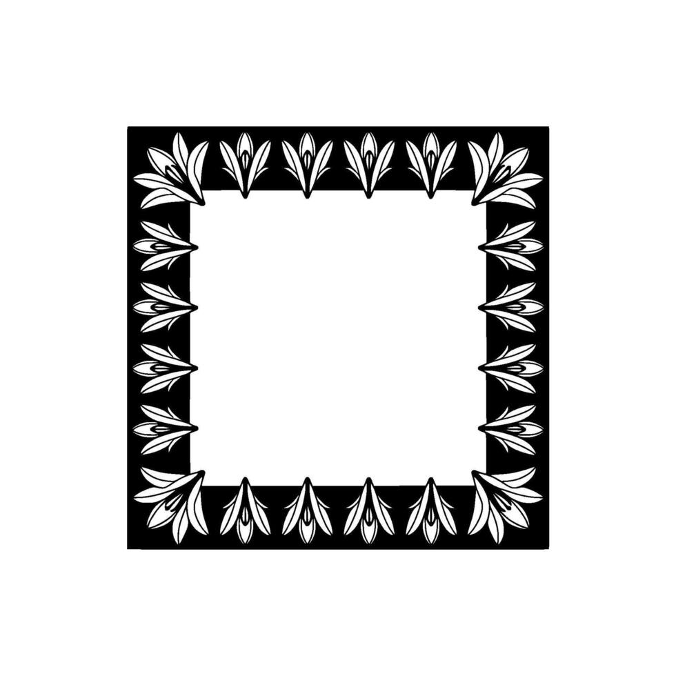 Elegant Black White Floral Frame Decorative Border, Minimalist vector