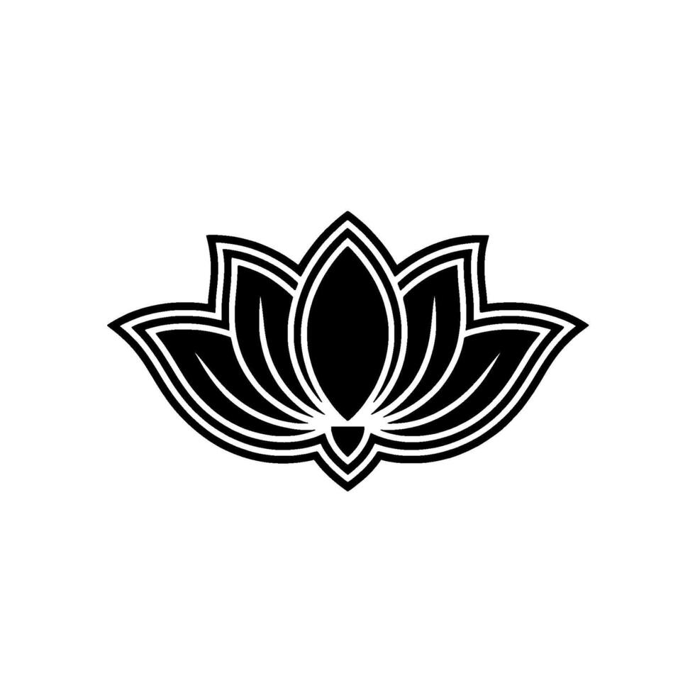 Minimalist Lotus Flower in Black and White vector