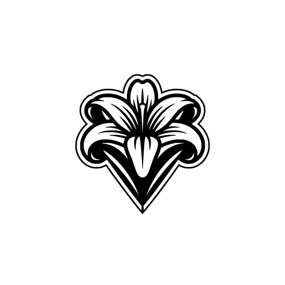 Stylized Black and White Lily on White Background vector