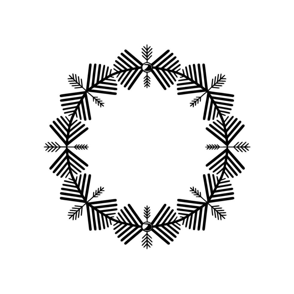 Minimalist Snowflake Wreath on White, Winter vector