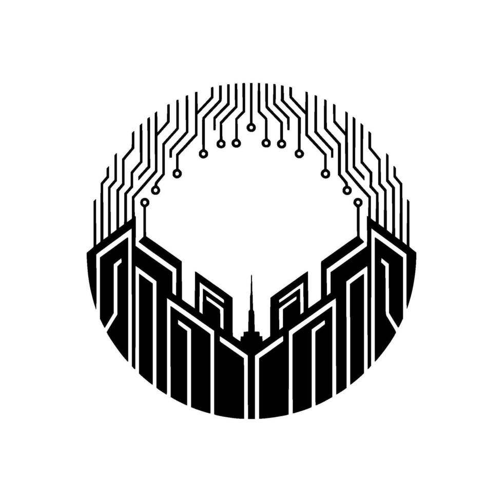Digital Cityscape Modern Technology Illustration vector