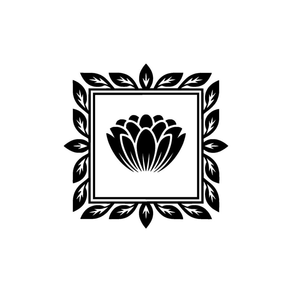 Elegant Floral Frame Monochromatic Black White vector