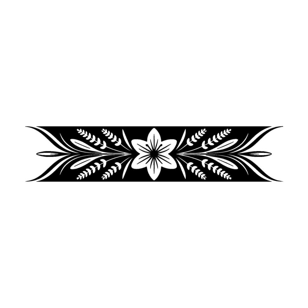 Floral Banner Ornament Black and White , Elegant vector