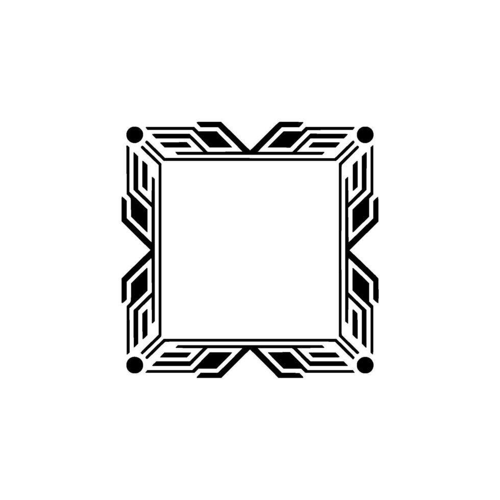 Geometric Deco Square Frame Abstract Modern , Black and White Border vector