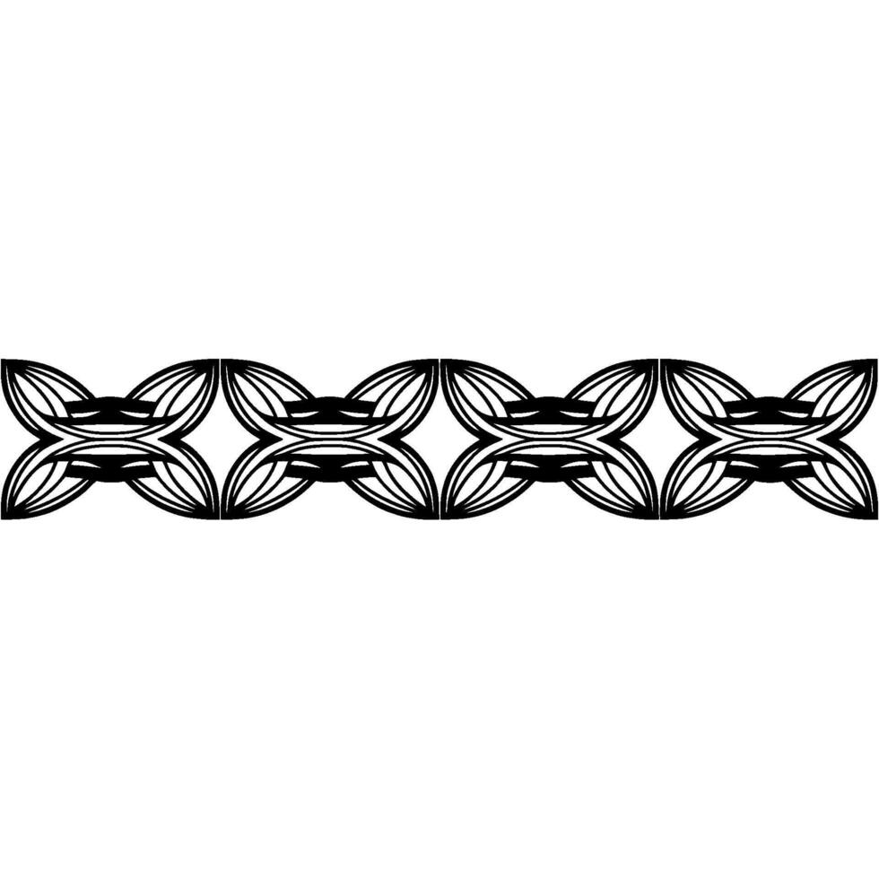 Geometric Border Abstract Flower Chain, Minimalist Black White vector