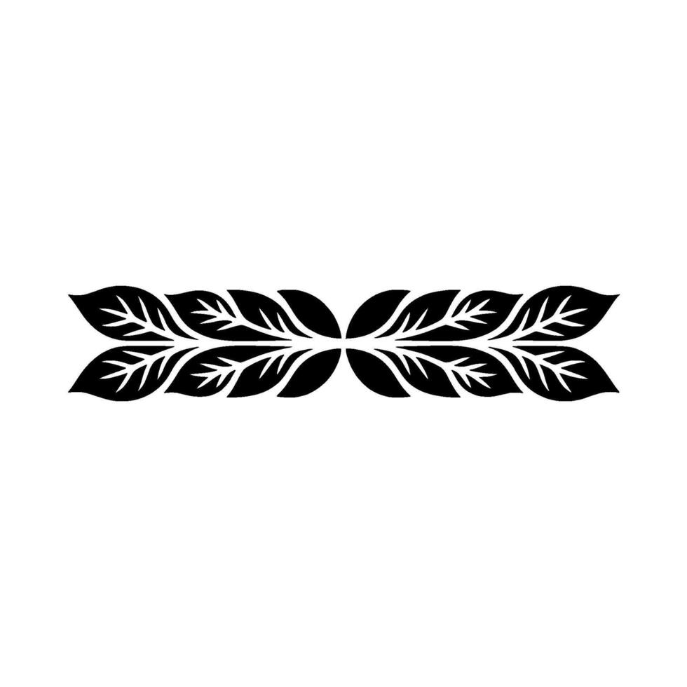 Minimalist Black Leaf Motif on White Background, Decorative Border Element vector