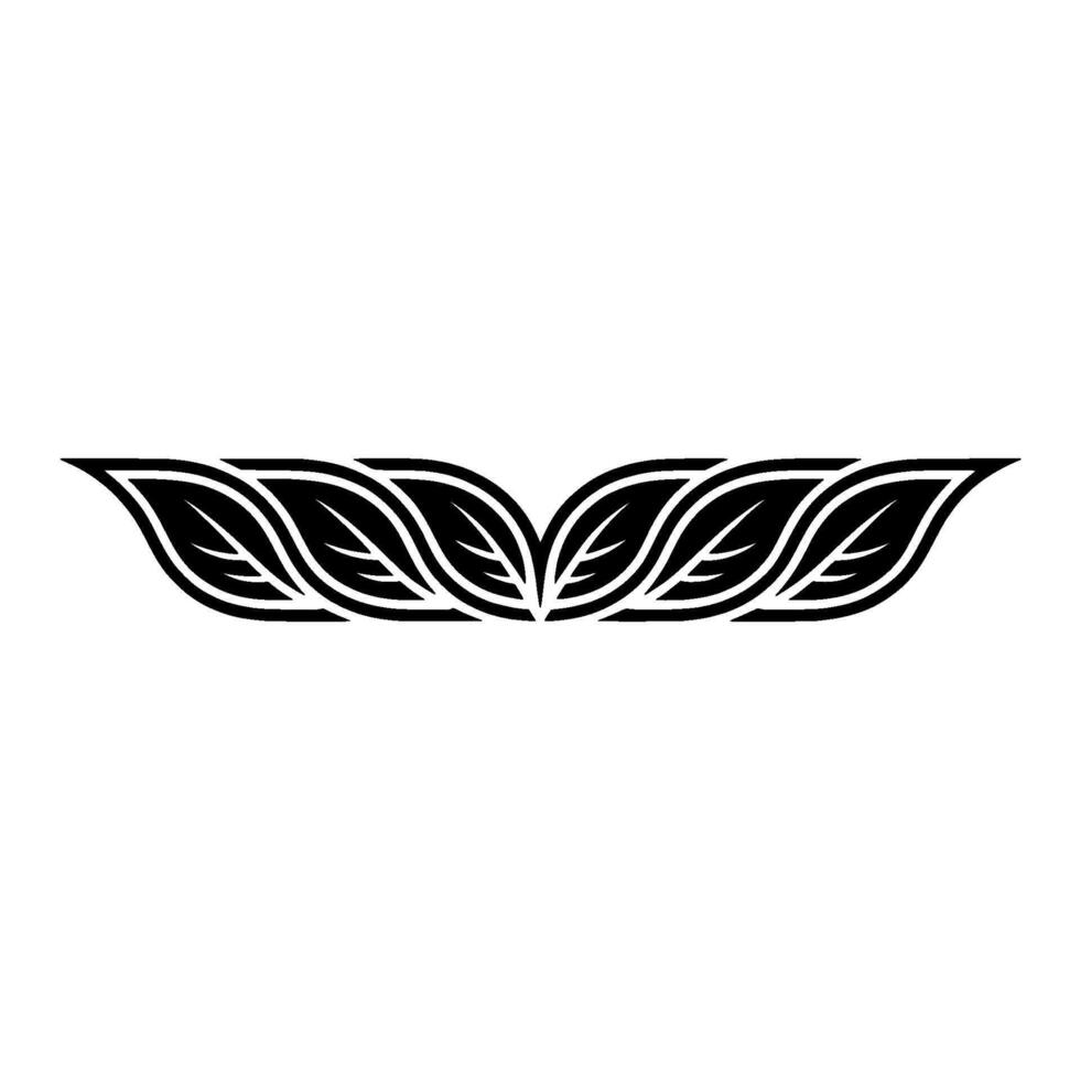 Elegant Black Leaf Motif Border on White Background 1 vector