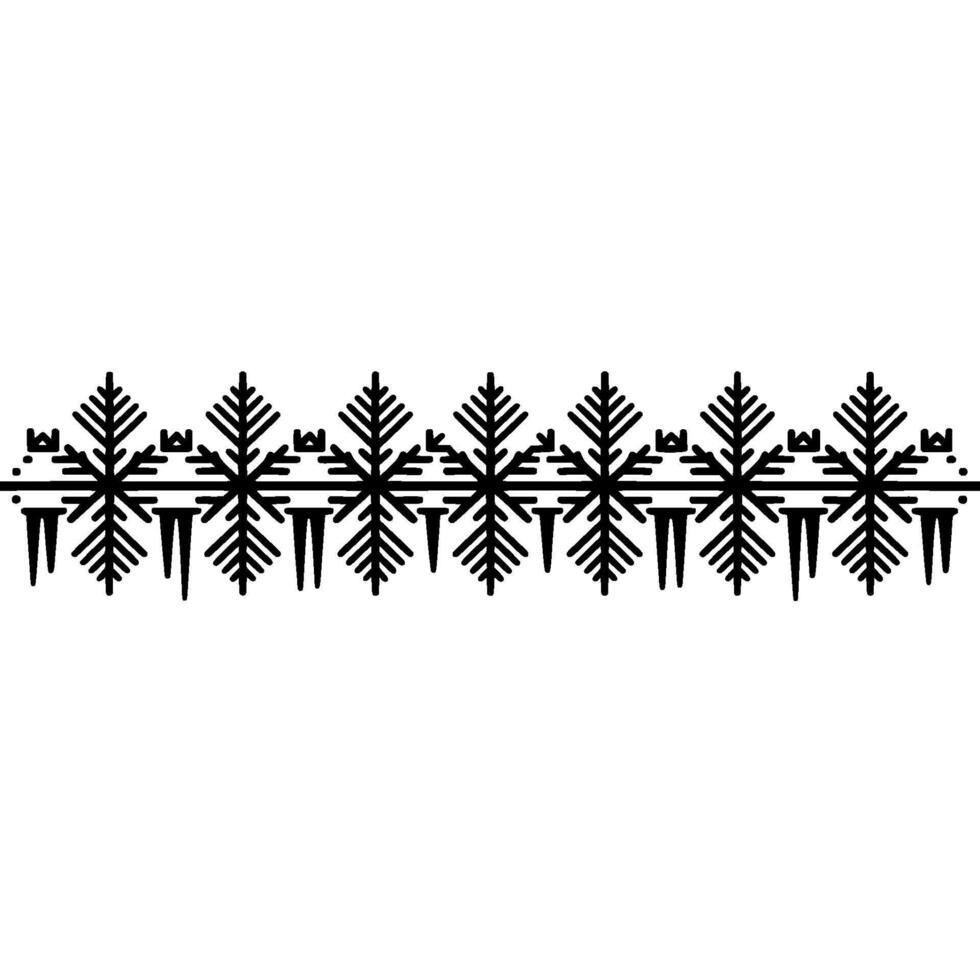 Minimalist Snowflake Border, Geometric Winter in Black and White vector