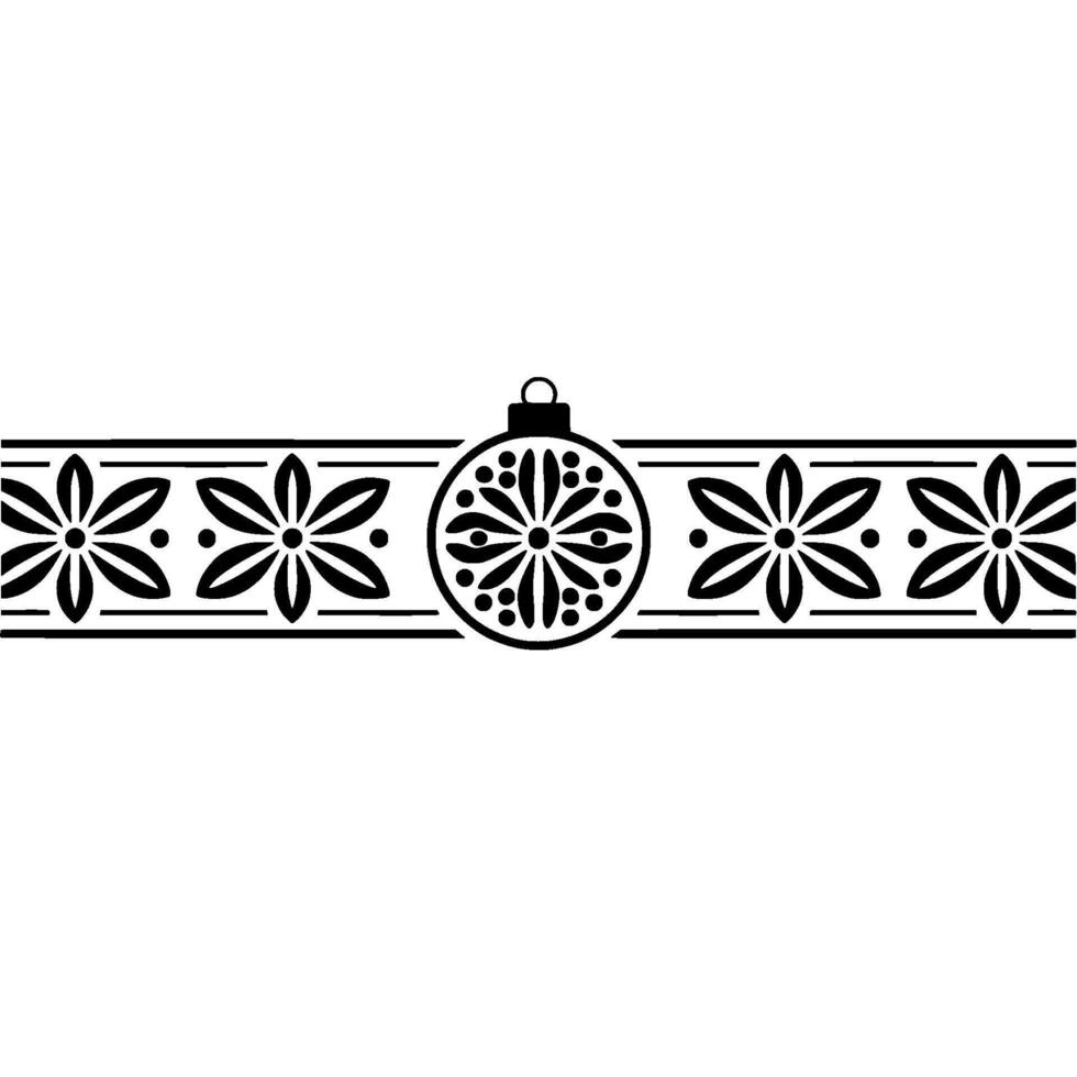 Minimalist Christmas Ornament and Floral Border Pattern vector
