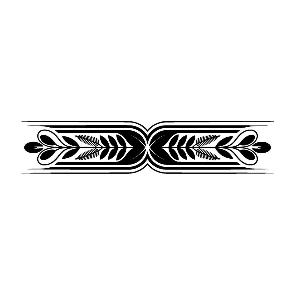 Elegant Black White Ornamental Border, Leaf Motif, Minimalist vector