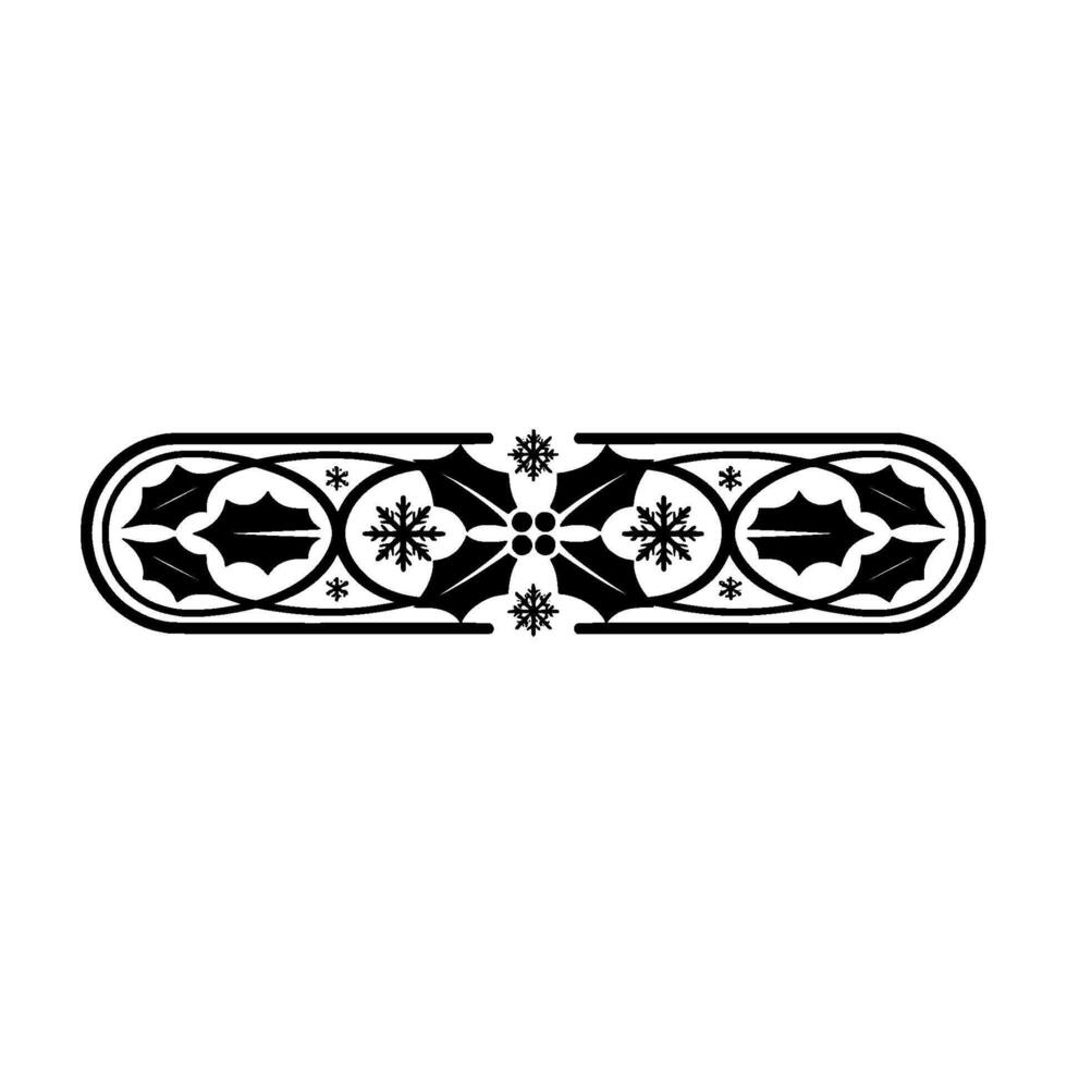 Elegant Christmas Border Holly Snowflake Ornament, Minimalist vector
